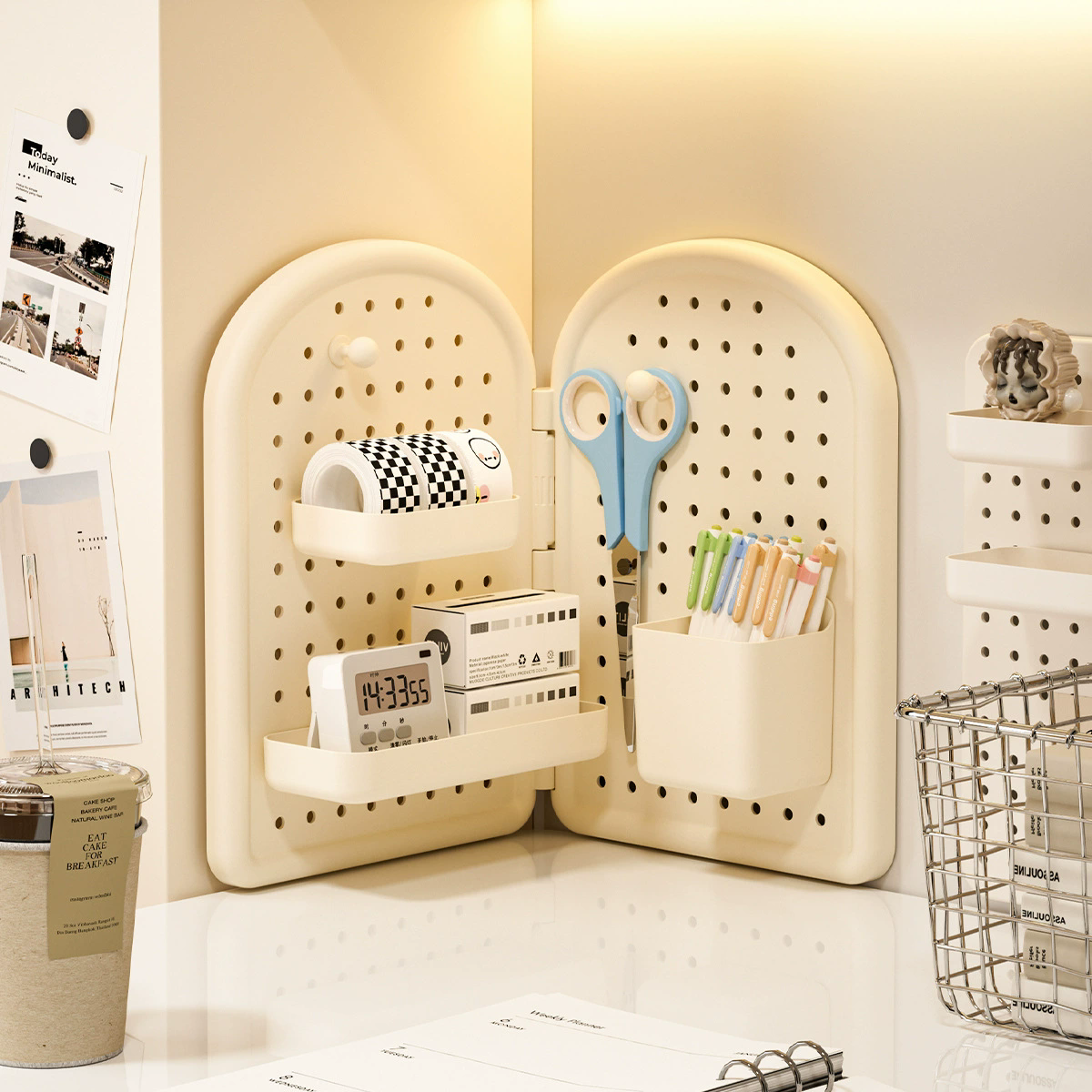 创意DIY家用角落洞洞板置物架，墙上免打孔收纳架，墙角摆放架817