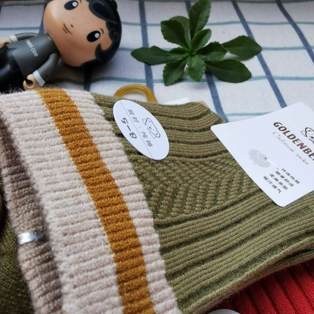 儿童羊毛袜 新疆长绒棉糖儿童羊绒袜 可爱双杠条纹儿童袜详情图4