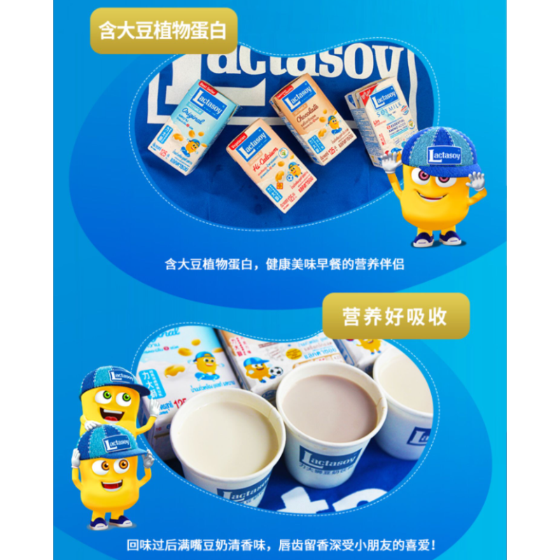 Free shipping! Thai Lida Lion Original Flavor/Chocolate Soy Milk 125ml*6 boxes/set Panipak Imported snacks Specification image