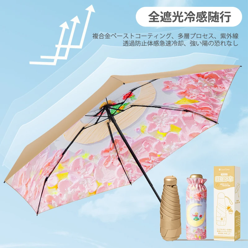 sasayama capsule sun umbrella, foldable, waterproof UV50+ portable, dual-purpose, with versatile designs details Picture