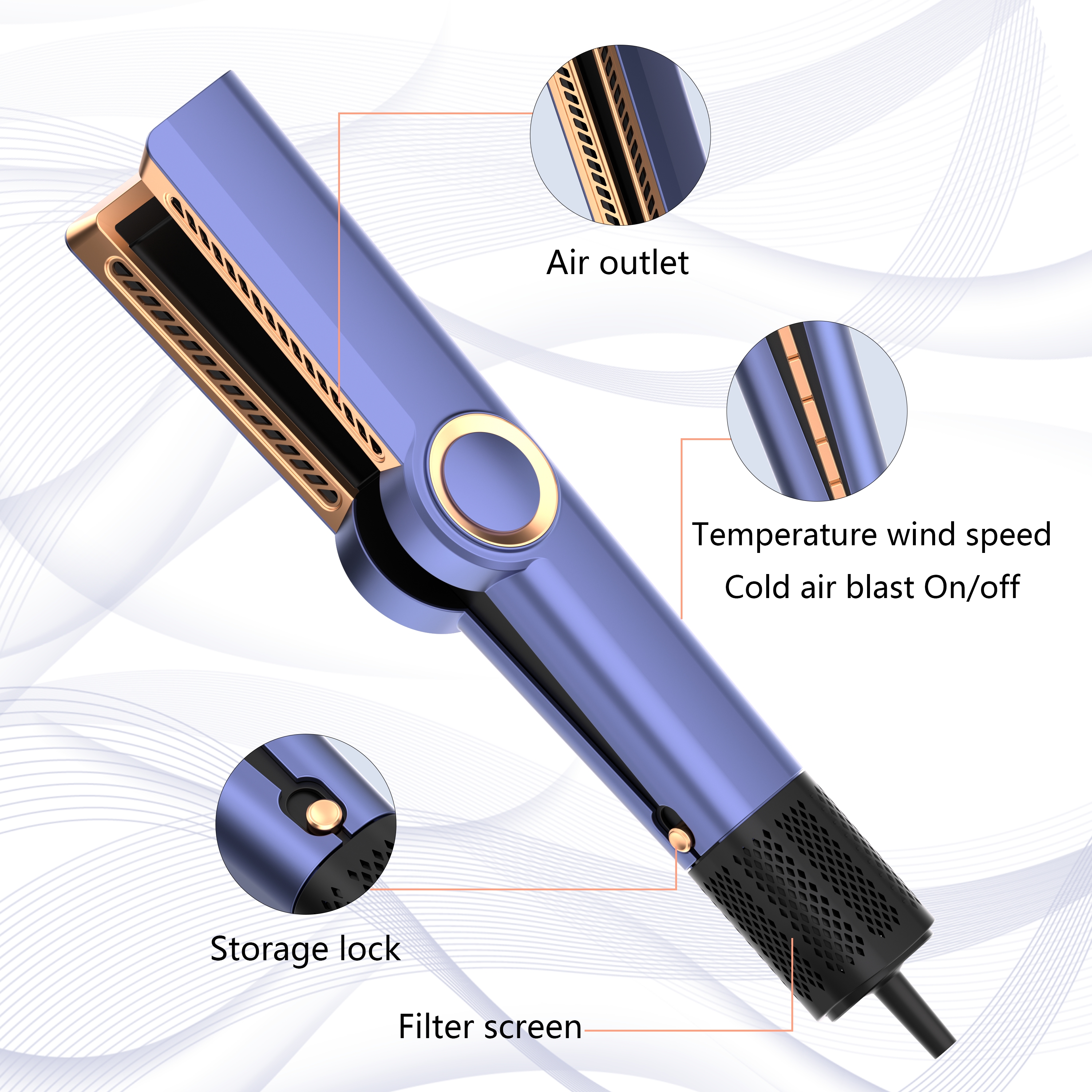 Cross-Border New Product: High-Speed Motor 110,000 Rpm Hair Dryer, Hair Straightener With Dual Functions Of Blowing And Pulling, 1300W Dry And Wet Dual-Purpose Constant-Temperature Low-Noise High-Speed Hair Dryer Item Picture