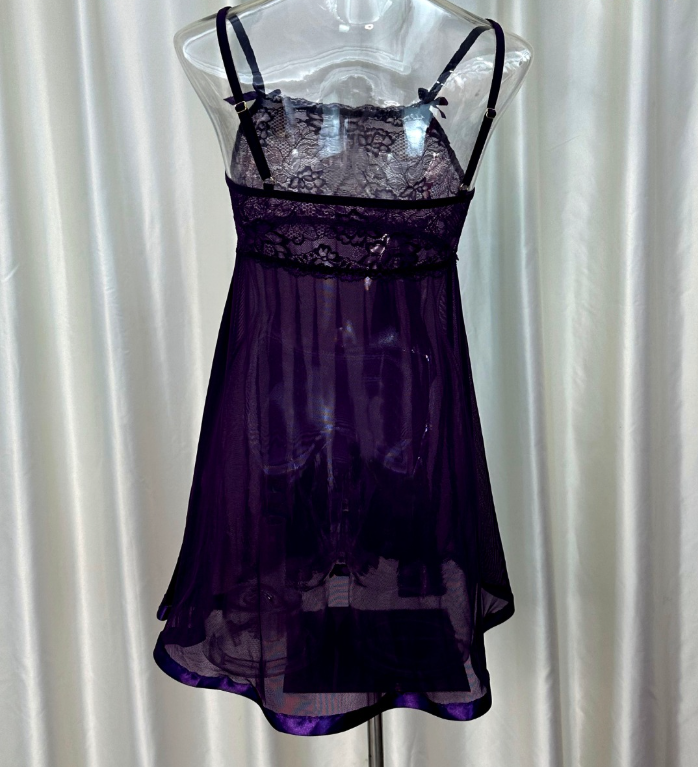 新款吊带睡裙夏款网纱蕾丝内衣半透视诱惑睡裙薄纱高开叉蕾丝睡裙详情10