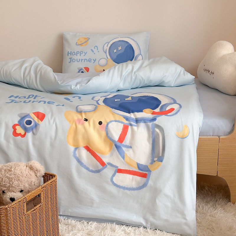 2025新款A类全棉40s数码印花原创大版卡通儿童幼儿园套件 幼儿园三件套