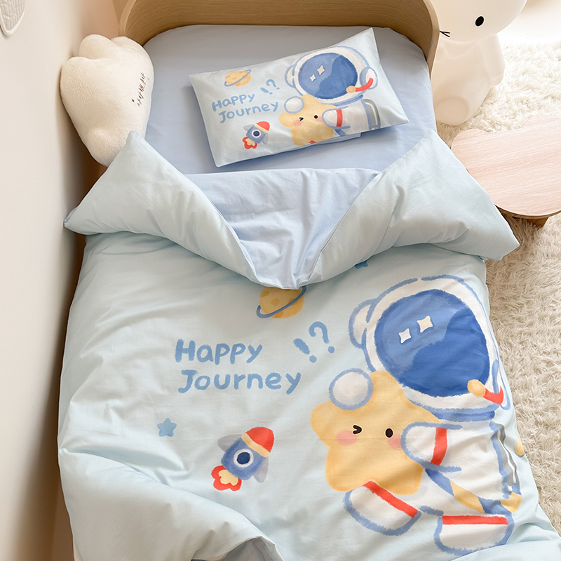 2025新款A类全棉40s数码印花原创大版卡通儿童幼儿园套件 幼儿园三件套细节图