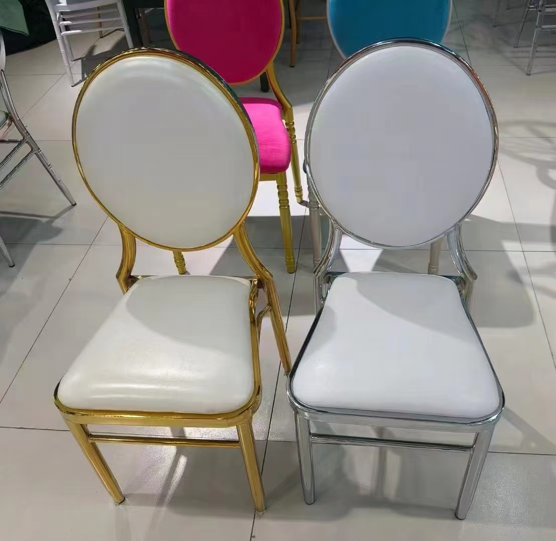 铁艺铁管凳成人餐桌凳餐厅餐椅家用凳子双环加固凳套凳创意圆婚礼堂宴会厅金银色太阳椅拿破轮酒店椅竹节椅水晶厅圆靠背电镀椅