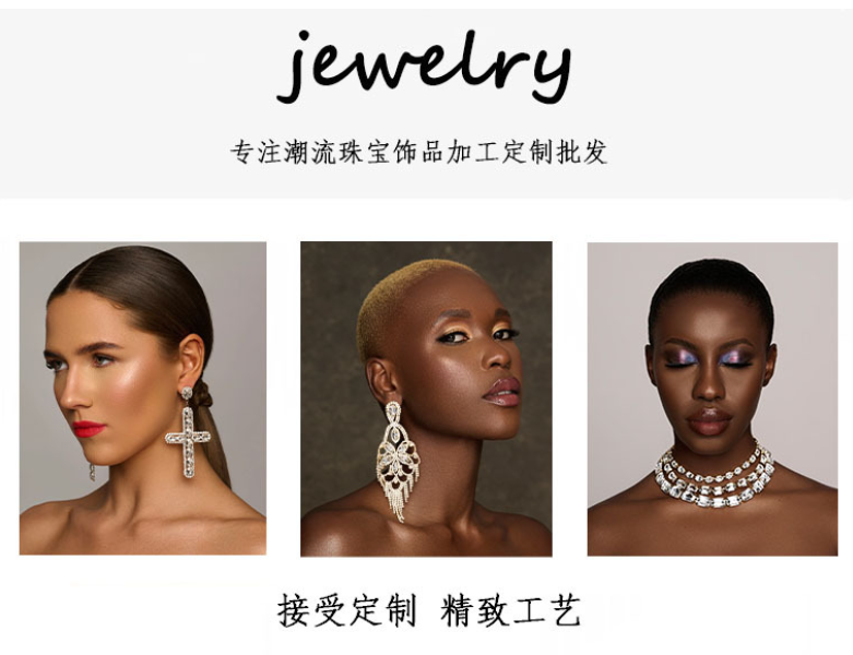 欧美跨境圣诞节长款字母HOHO水钻耳环雪花吊坠耳饰女节日彩色配饰详情1