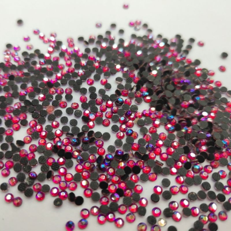 SS20玫红色AB钻双面钻美甲钻平底钻