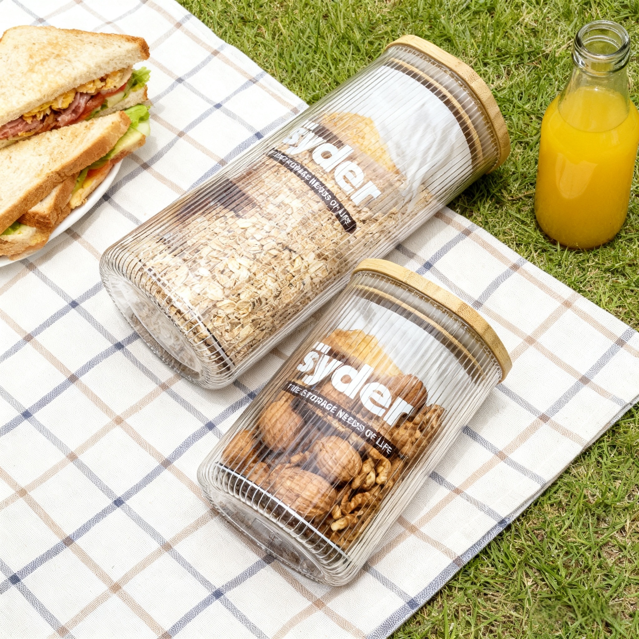 方形竖纹高硼硅储藏瓶950ml，1400ml，1800ml产品图