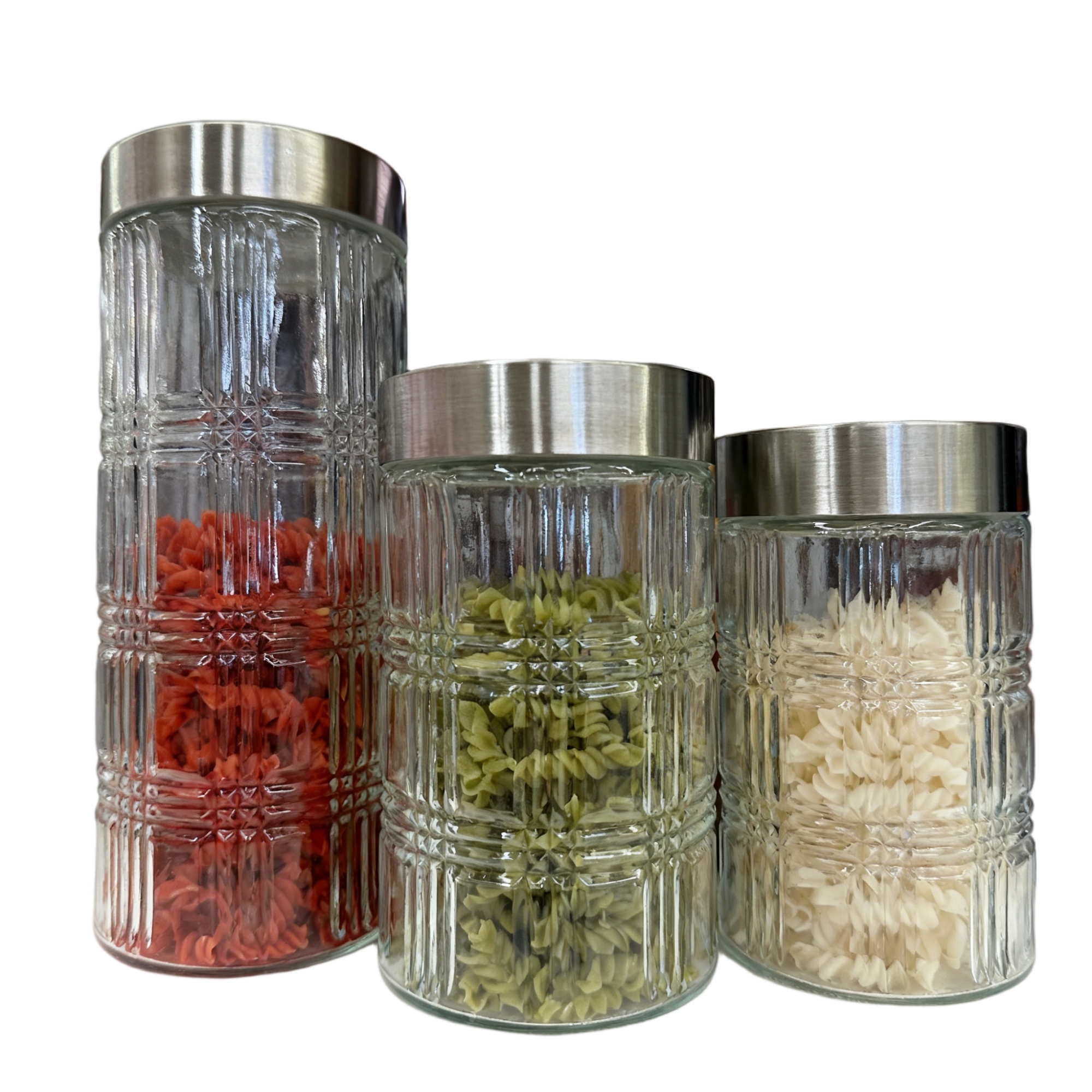 4件套2100ml 1700ml 1200ml 800ml带不锈钢盖的玻璃罐白底实物图