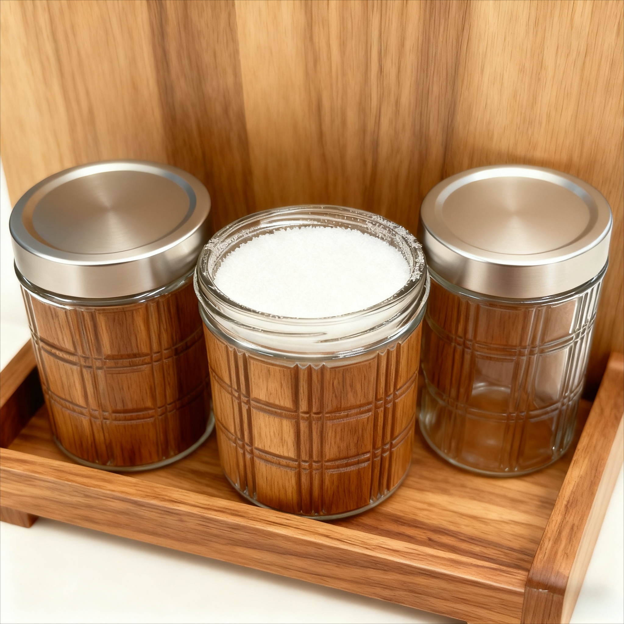 4件套2100ml 1700ml 1200ml 800ml带不锈钢盖的玻璃罐
