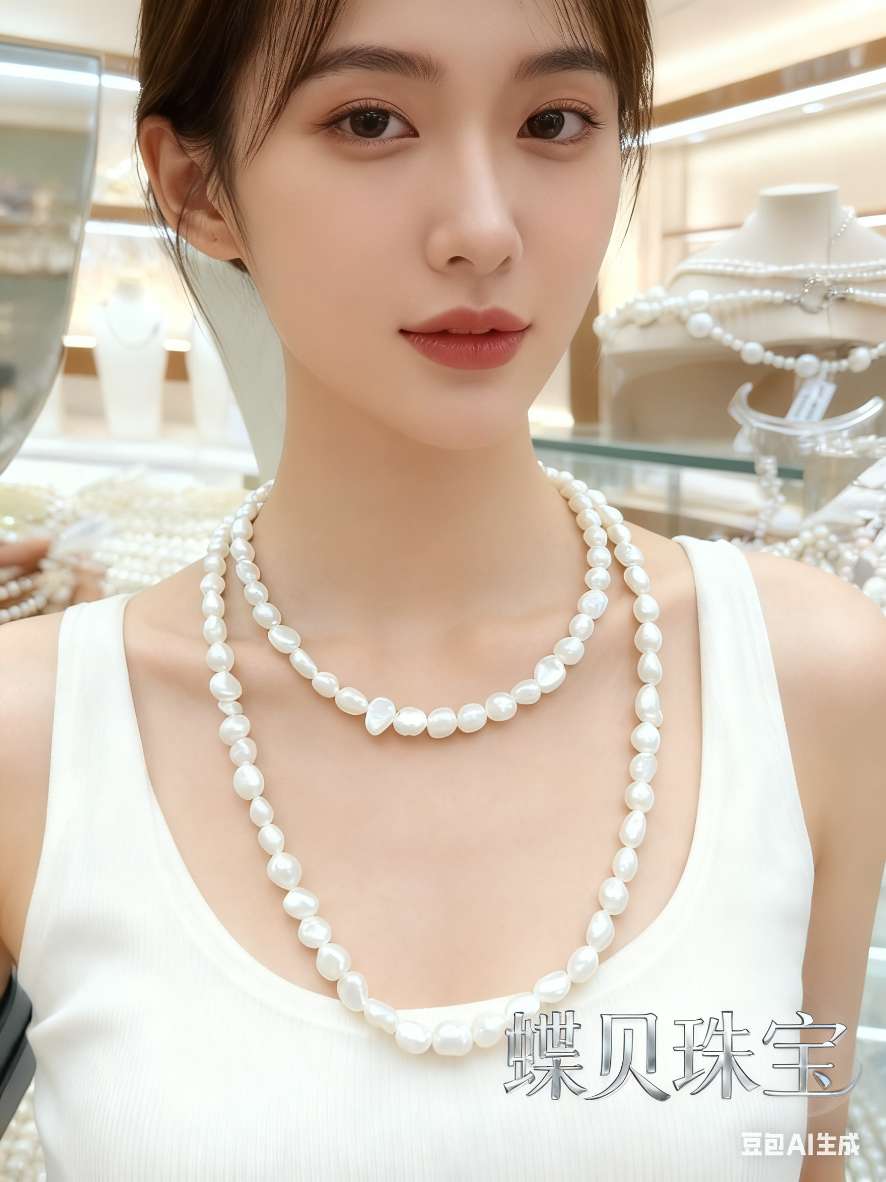 Natural freshwater pearl necklace for women is simple, versatile and exquisite. It can be worn in various ways and is a trendy jewelry accessory details Picture