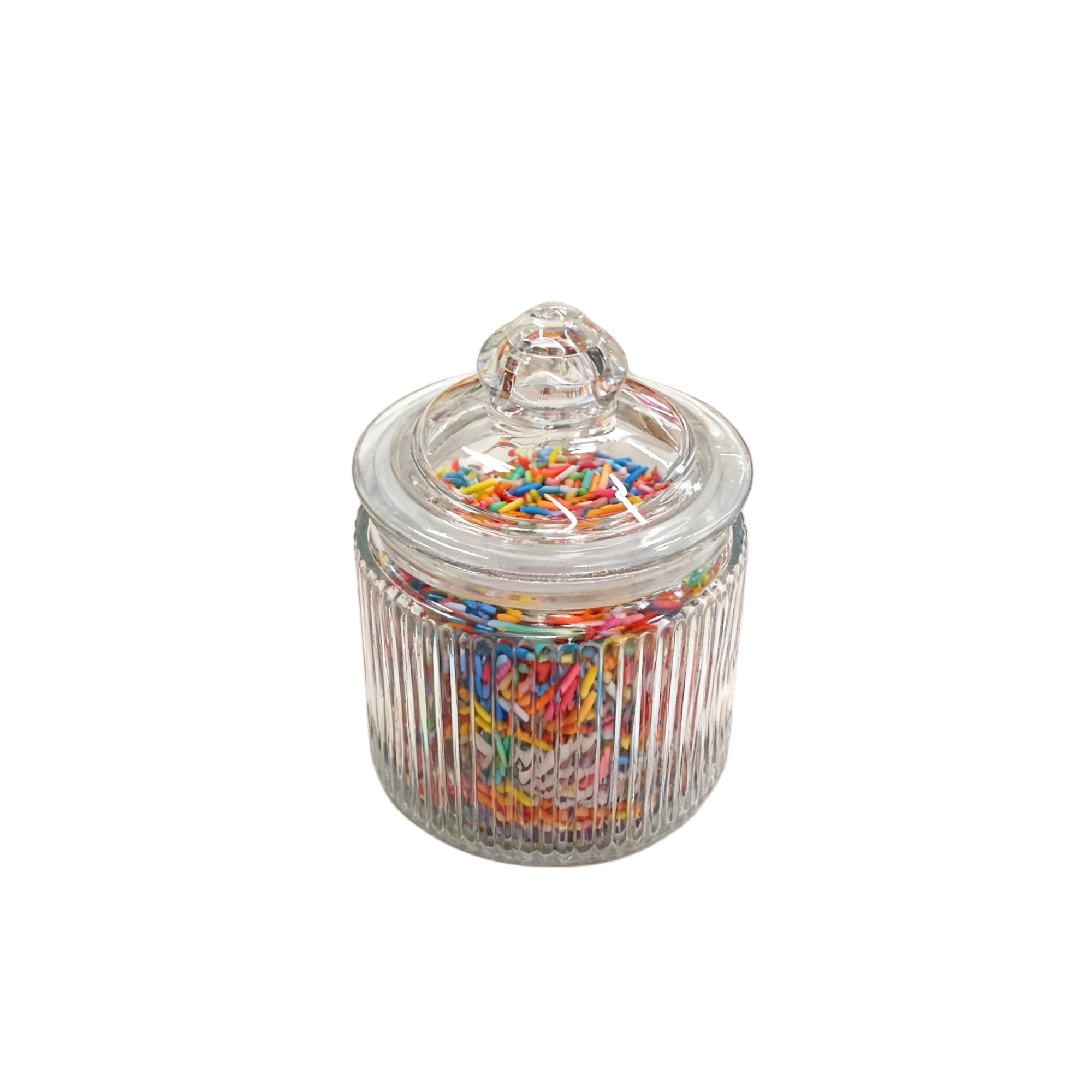 竖纹圆形储藏瓶600ml，1000ml，1350ml白底实物图