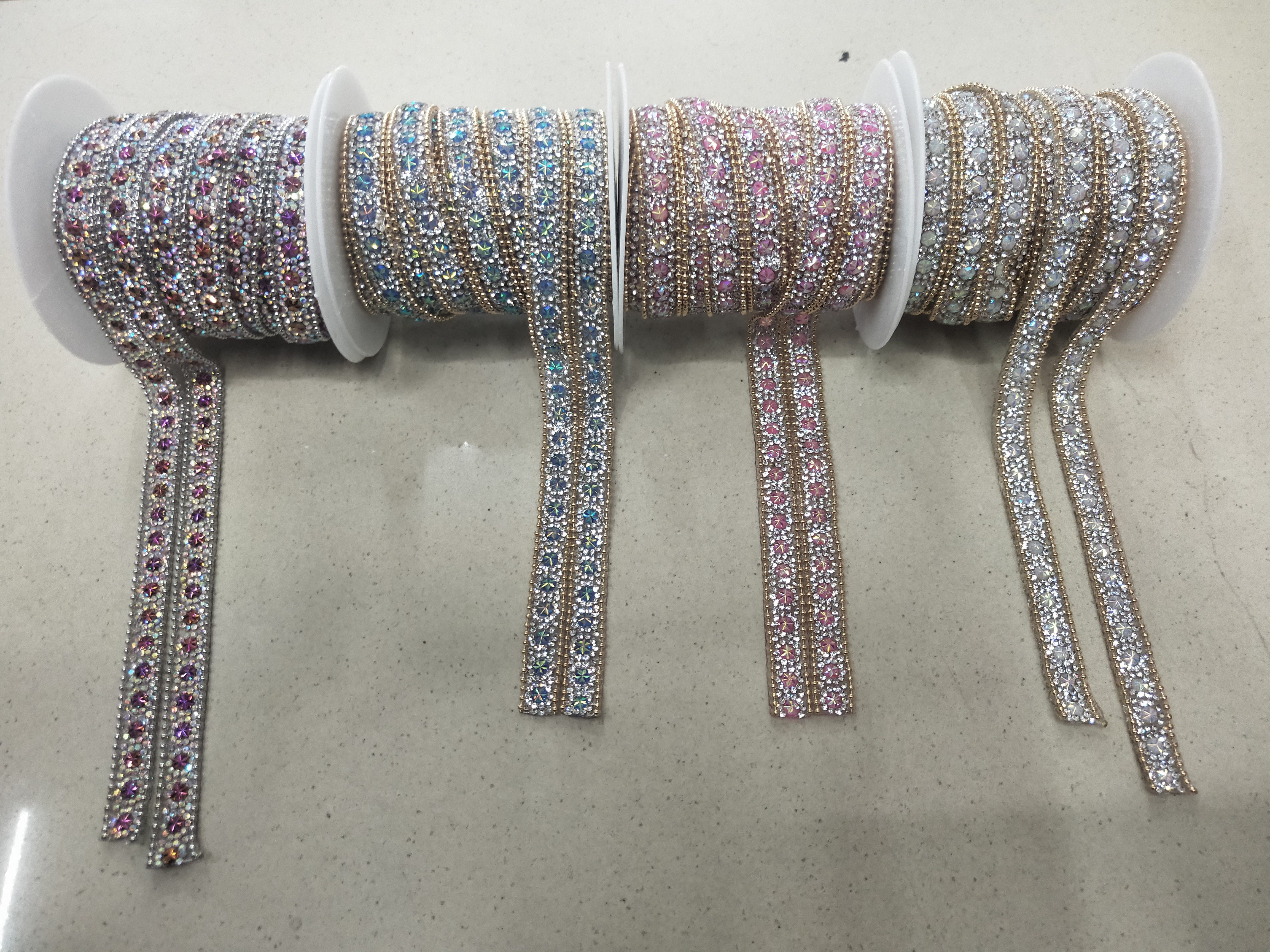 电镀塑料珠镶边异形钻码链玻璃钻网钻排钻服装辅料