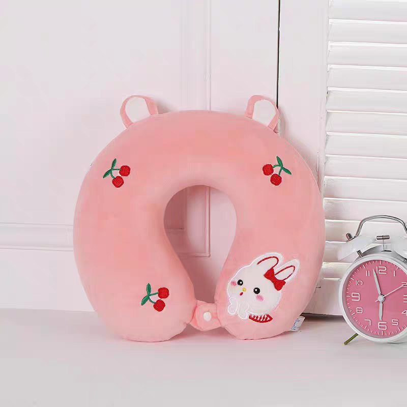 Cartoon memory foam travel pillow, adult neck guard pillow, neck pillow, solid color travel pillow, U-shaped pillow, pillowcase, detachable and washable Specification image