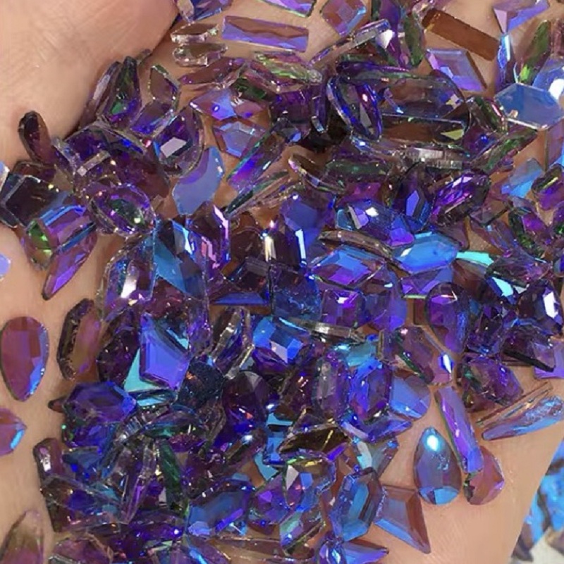异形钻平底钻极光幻彩魅影紫美甲钻辅料