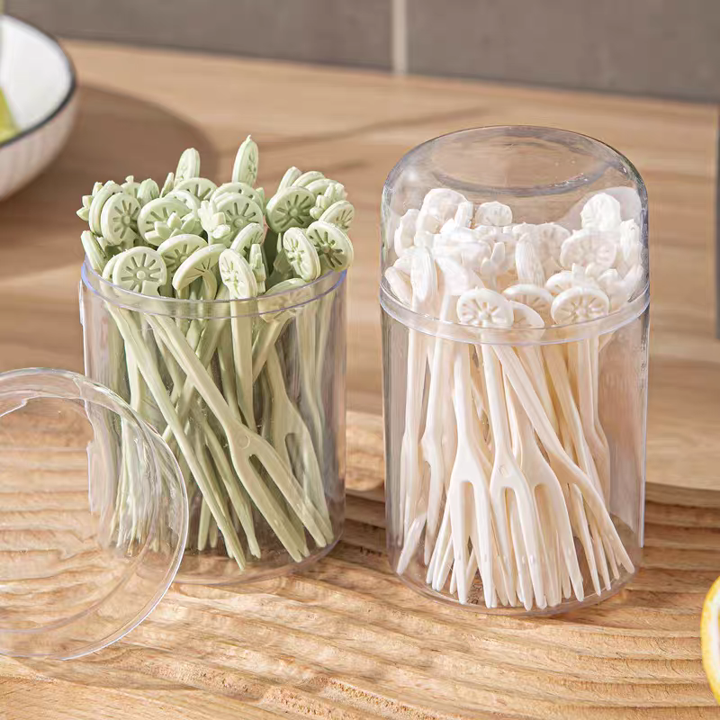 2170-45 pieces of light luxury fruit fork set, household disposable fruit eating small fork, plastic cake stick, dessert fork, children's fruit holder Specification image