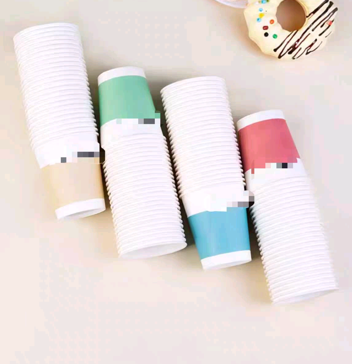 9158 thickened disposable paper cups, household premium paper cups, office tea cups, cold and hot drink four-color paper cups, 20 pieces detail image 3