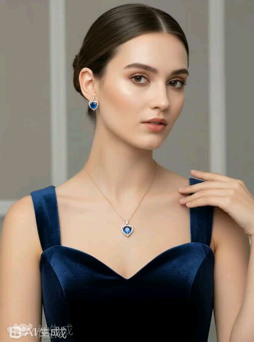 三件套项链套装，铜锆石，镀18K金