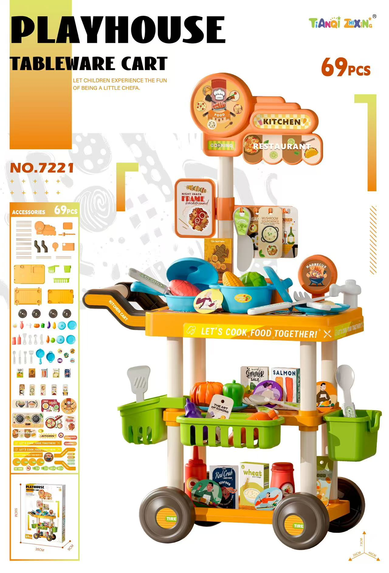 TJ47869 House Playing Tableware Trolley (69PCS) Application Scenario