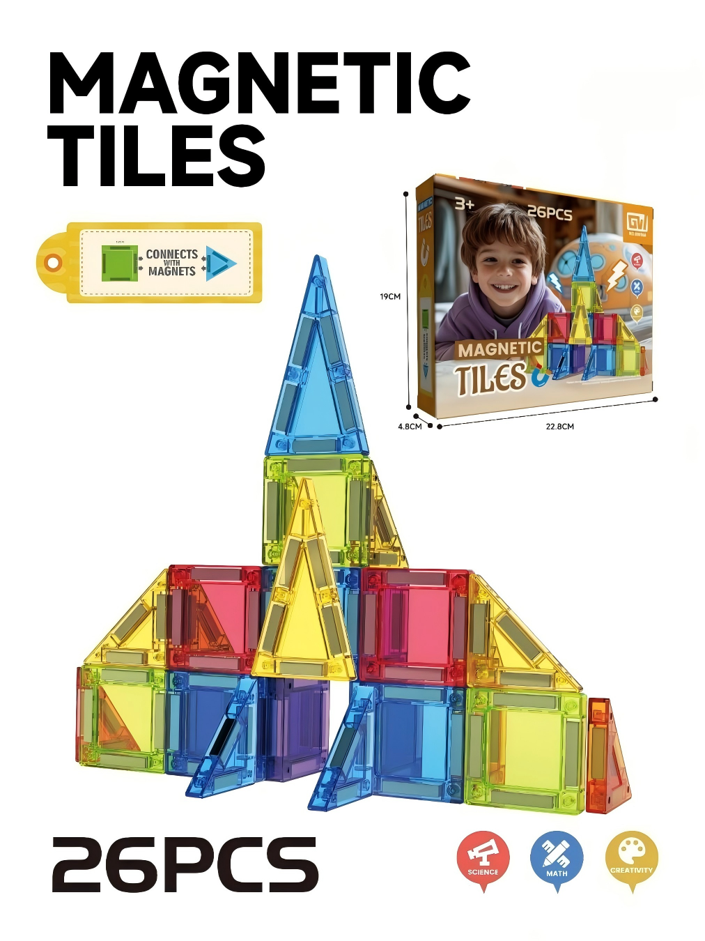 "3.75CM 26片彩窗磁力片 （转动磁铁）"