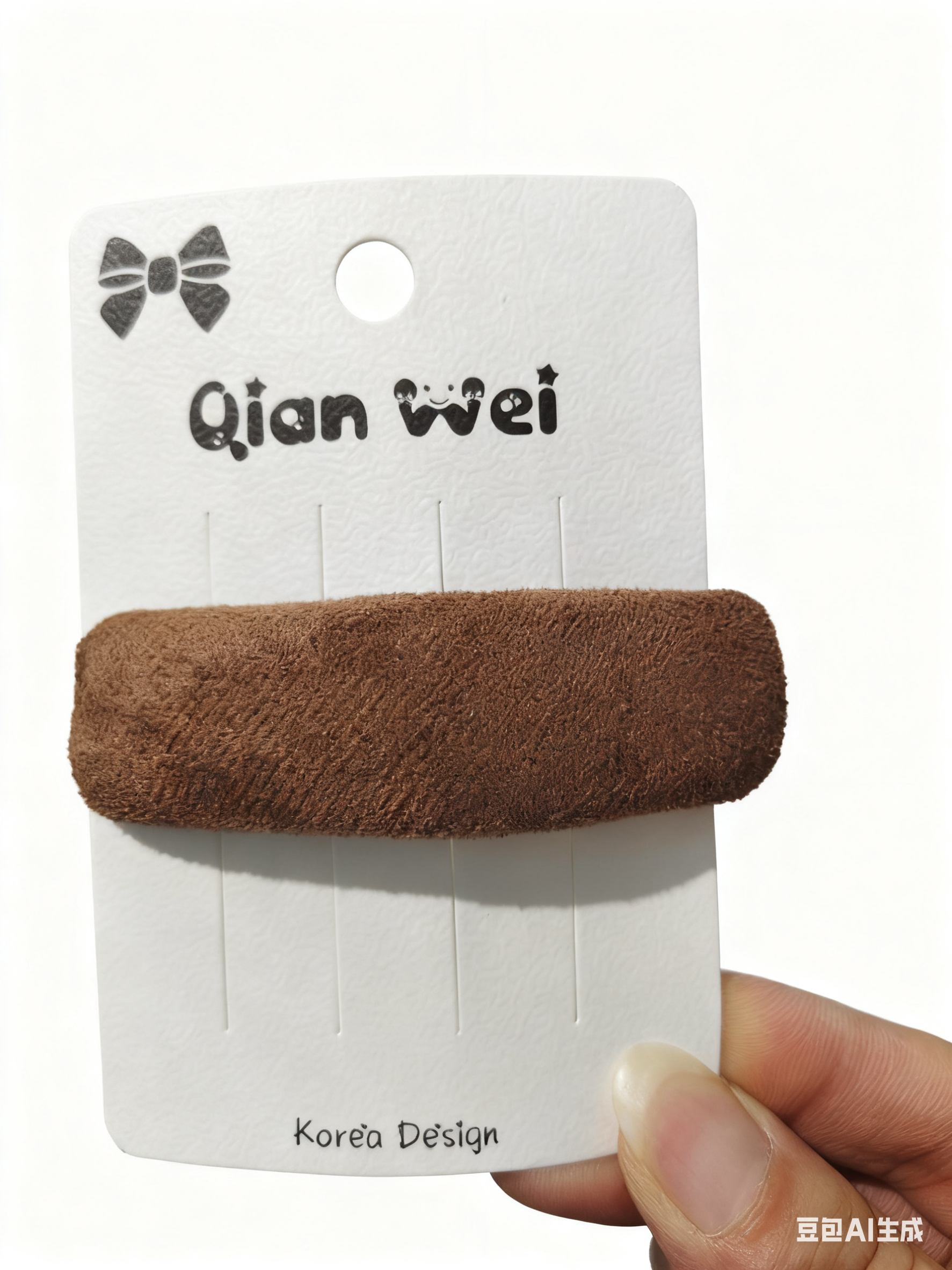 棕色麂皮发夹，质感细腻 ，简约大方，为发型增添高级感