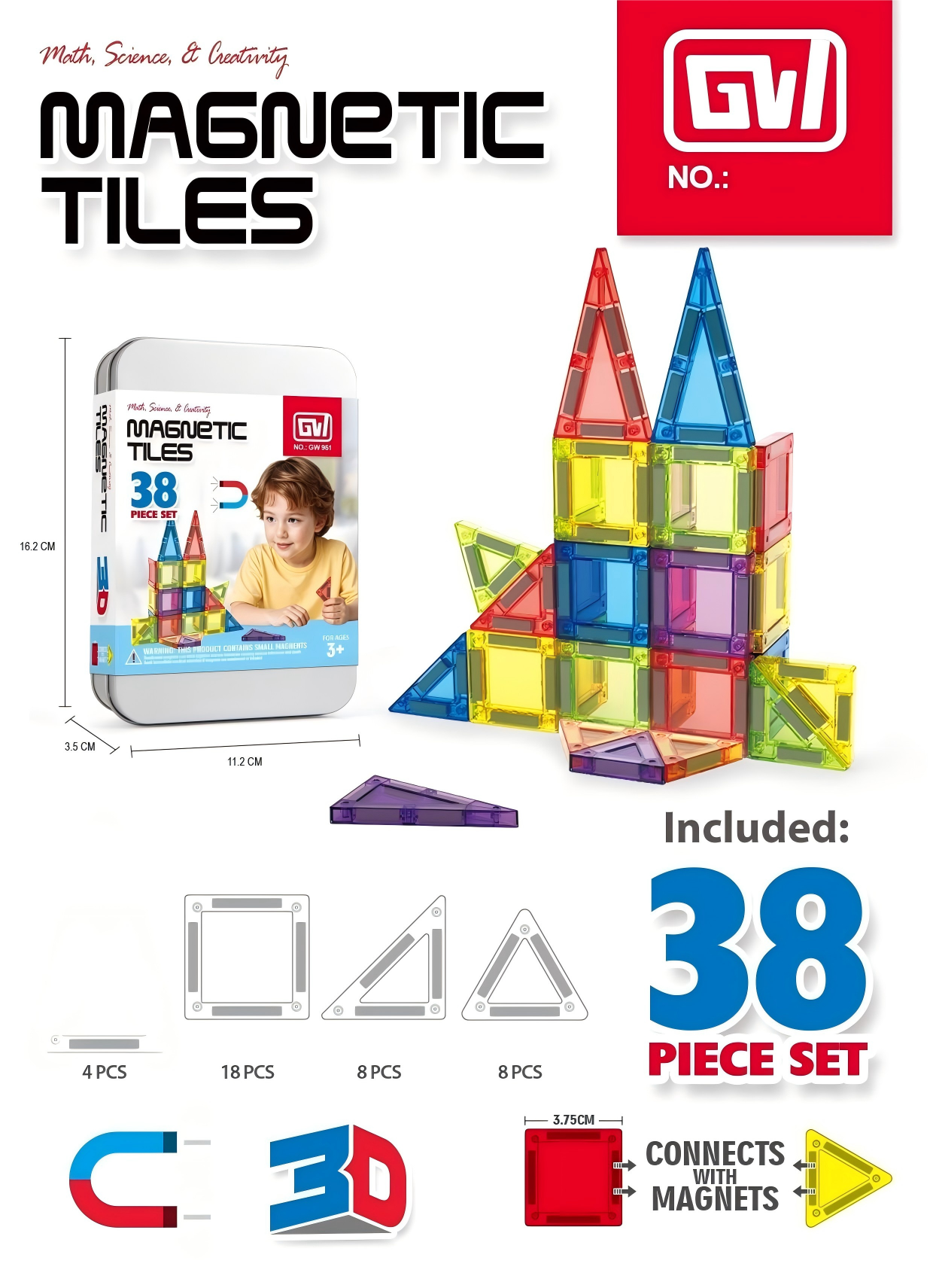 磁力片/磁力片儿童拼接卡通/磁力/魔幻百变轨道/手写板4寸白底实物图