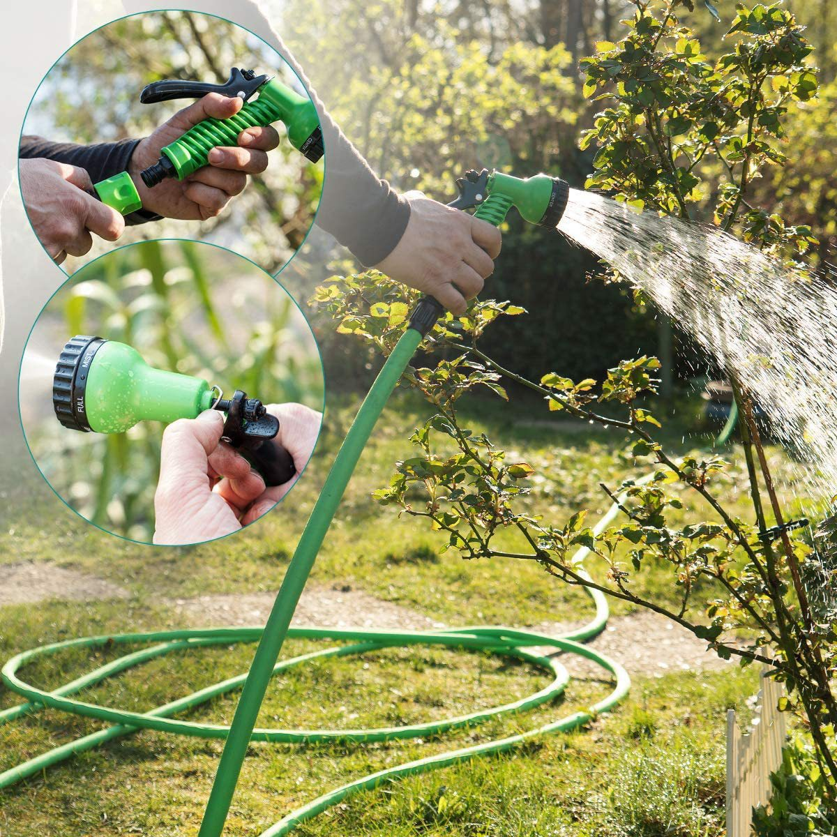 Cross-border exclusive household car wash and flower watering water pipe connection faucet automatic telescopic hose, gardening multi-functional water gun water pipe set Item Picture