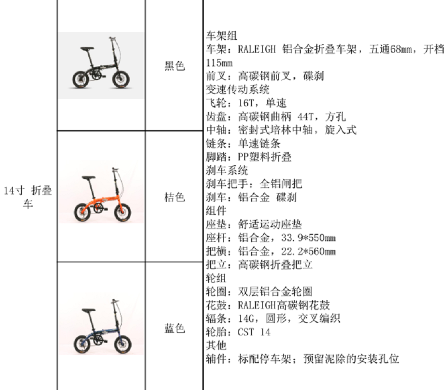 折叠车  单速，折叠自行车 RALEIGH 铝合金车架详情4