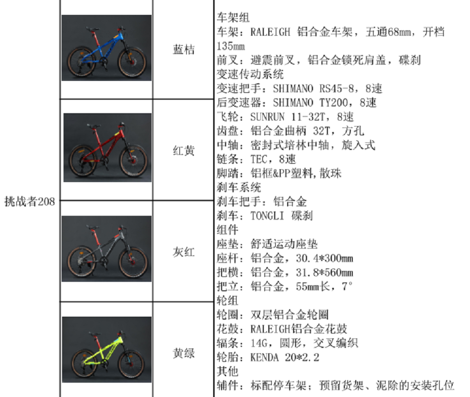 挑战者208 8速，山地自行车 RALEIGH 铝合金车架禧玛诺变速器详情5
