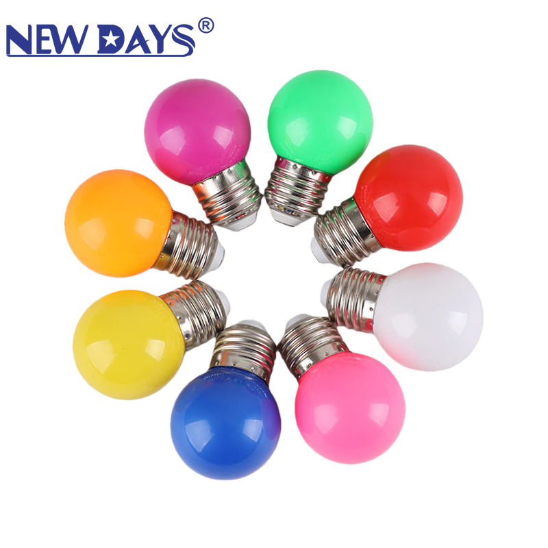 NEWDAYS brand cross-border new seven-color led bulb G45PC transparent small color bubble, Christmas tree hanging light, Halloween decorative ball bubble light, red led bulb