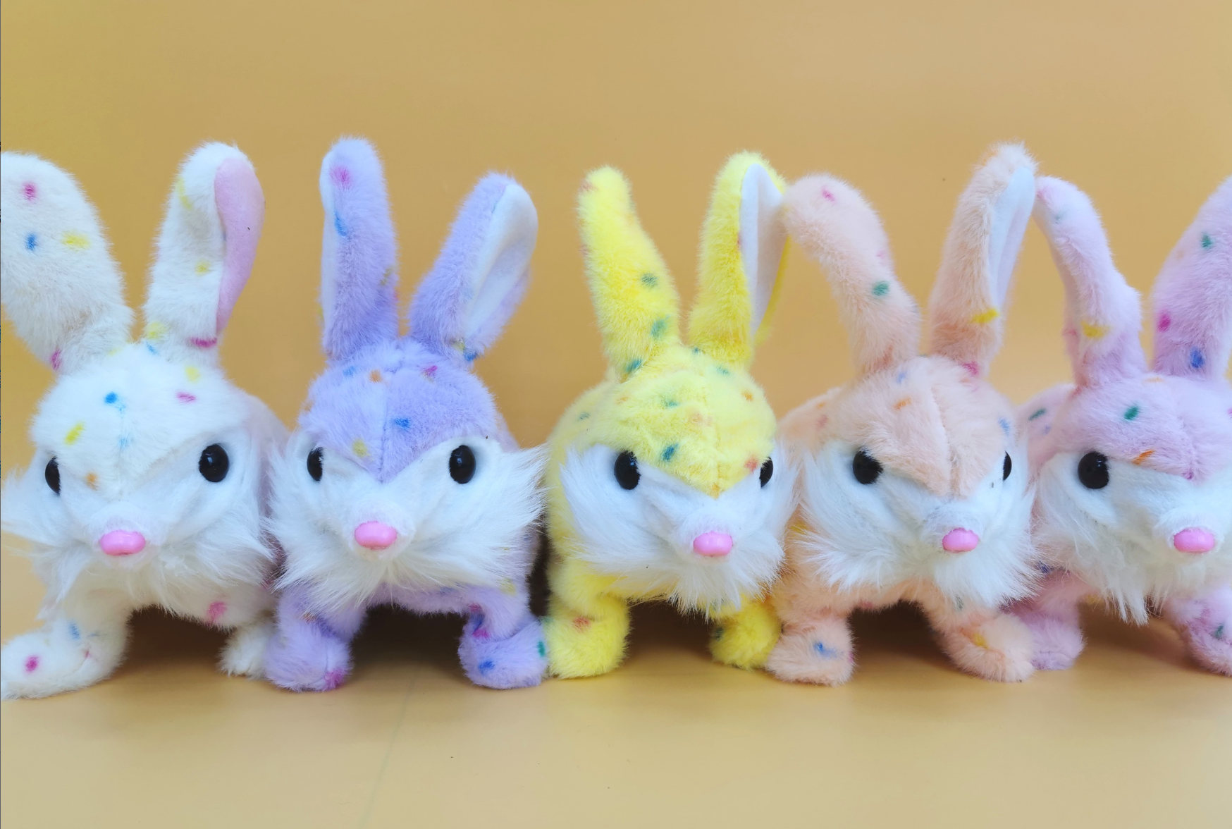 The cute and fun electric long-bearded colorful little rabbit can be spoiled, play with, jump and bark