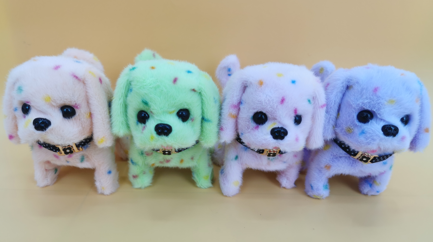 The cute electric plush colorful puppy will be affectionate and play with you