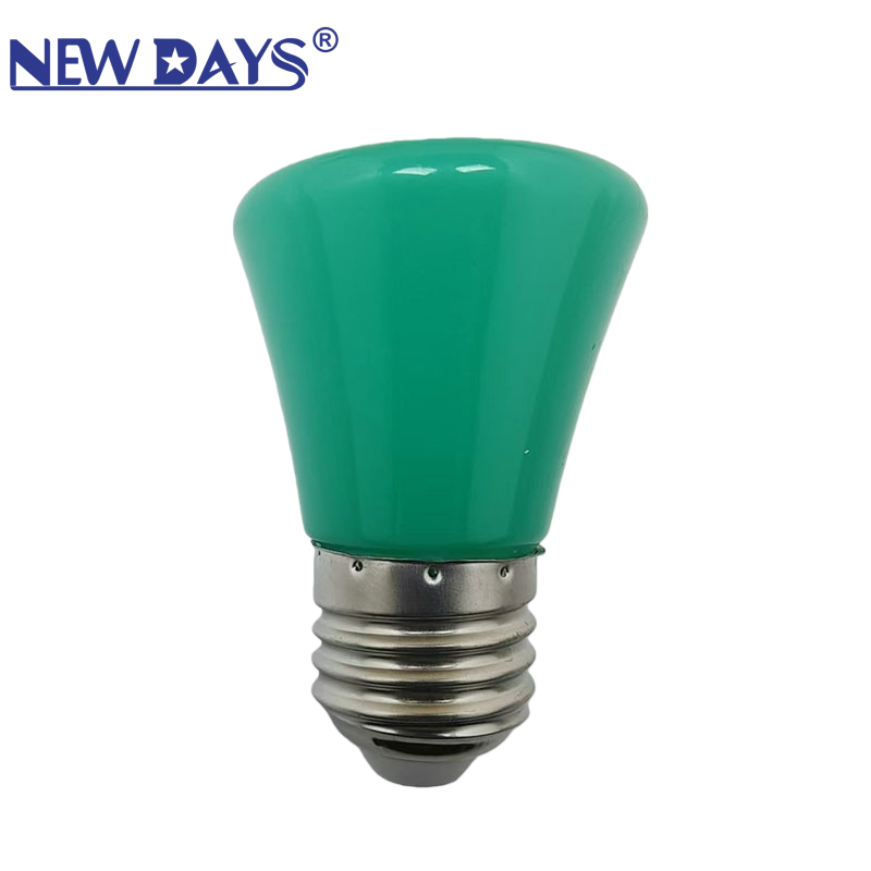 NEWDAYS品牌跨境新款LED PC彩色灯泡E27红光绿蓝暖黄橙粉紫色直播补光装饰创意节能灯泡小夜灯白底实物图
