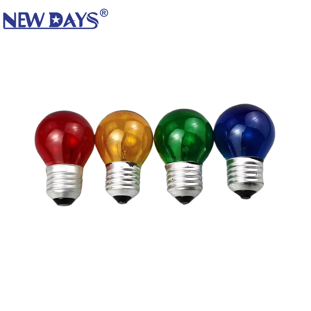 NEWDAYS brand cross-border new LEDVPC transparent color bulb, color tungsten filament bulb E27 screw socket red yellow blue green spherical incandescent lamp table lamp adjustable light