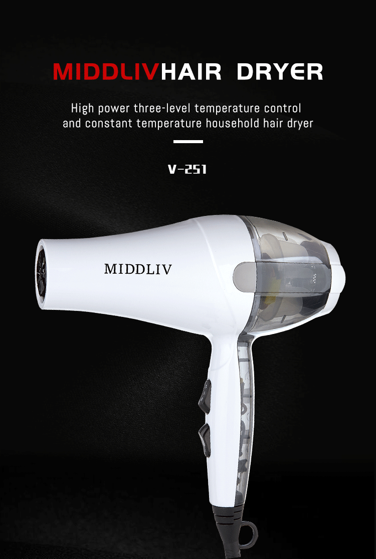 MIDDLIV大风力速干恒温护发造型发廊专用电吹风 V-251详情1