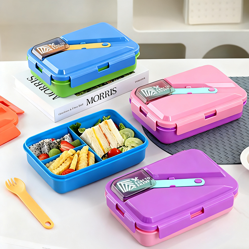 Self-contained tableware, separate bento box, multi-color portable sealed lunch box, student and office worker fresh-keeping lunch box with lid to prevent leakage full figure