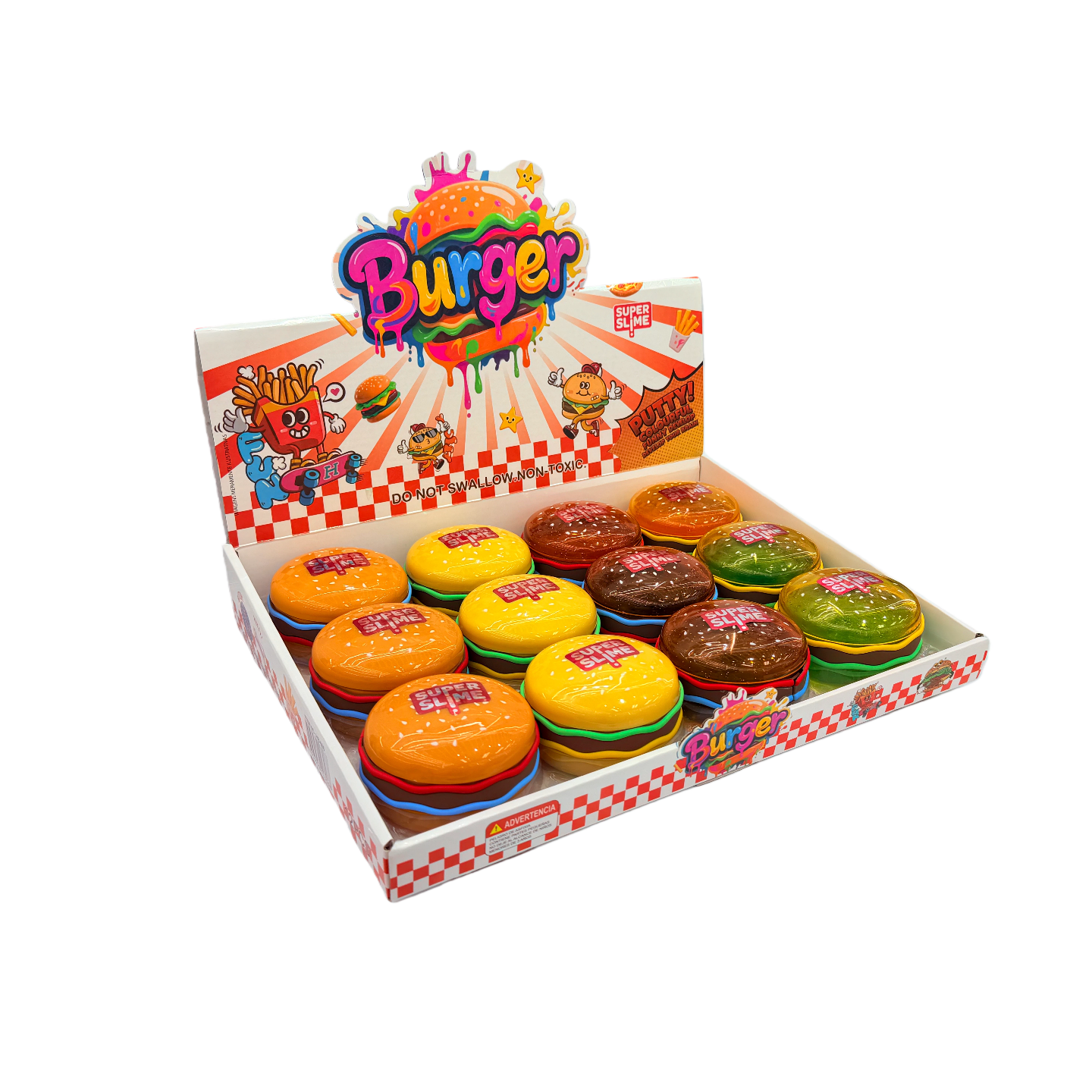 A new best-selling foreign trade product featuring a cute hamburger-shaped slime toy Specification drawing