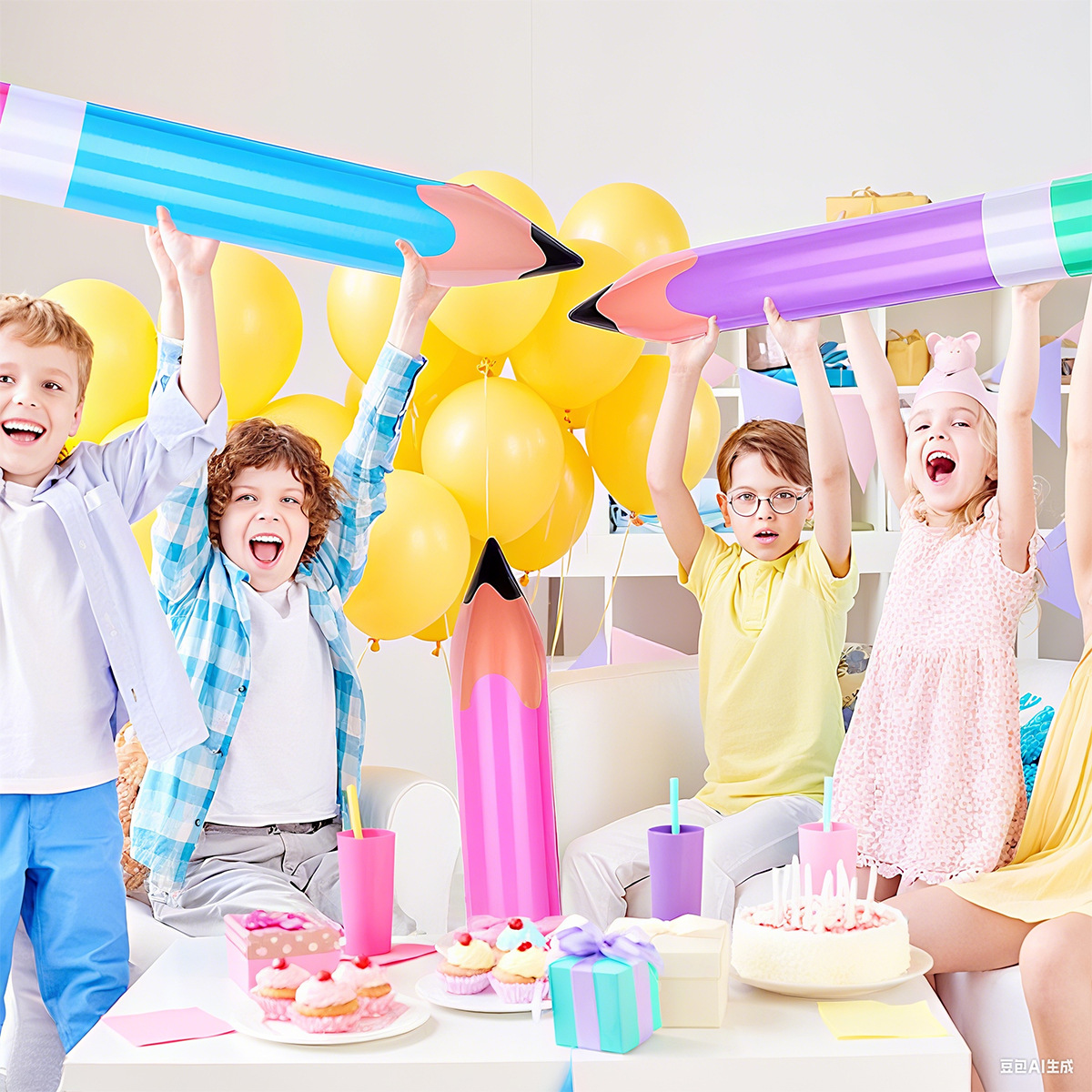 Crossover nuevo PVC inflable lápiz puzzle juguete disposición de aula colgante decoración color simulación juguete pastel Specification image