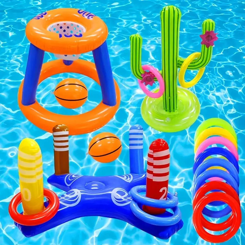 Cross-border party entertainment inflatable thickened PVC throwing props, children's parent-child interactive game toys, inflatable rings
