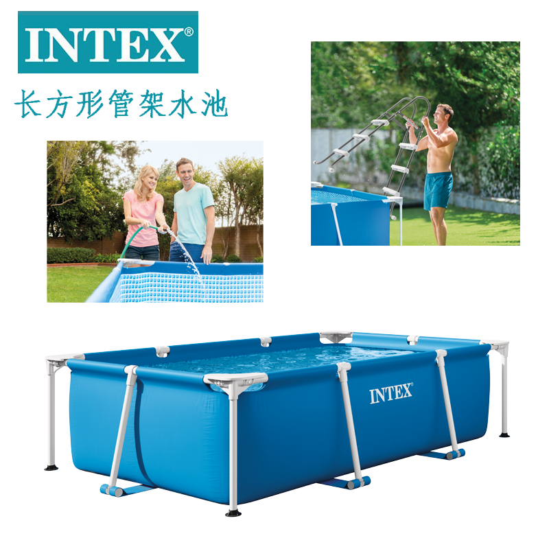 INTEX28273家庭长方形成人水池 pvc管架戏水池 儿童游泳池详情5