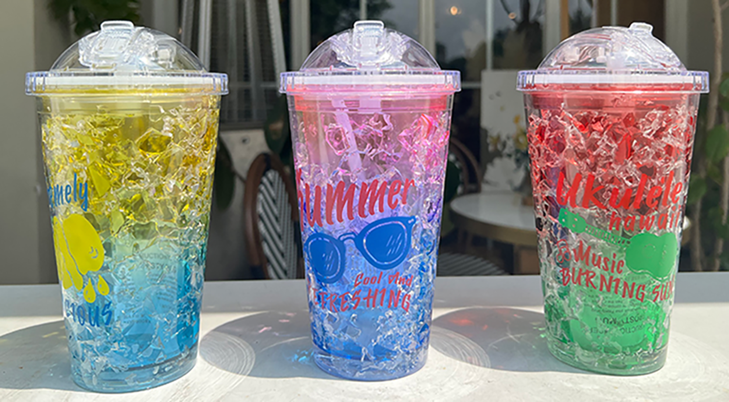 夏日冰爽创意碎冰杯 三款 ins 风高颜值吸管杯 柠檬 / 墨镜 / 夏威夷尤克里里图案 便携保冷制冷水杯详情2