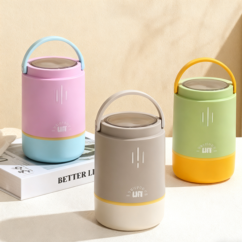 马卡龙色手提保温桶 上班族学生便携密封焖烧杯 高颜值防漏汤粥饭盒 多功能保温餐桶详情2