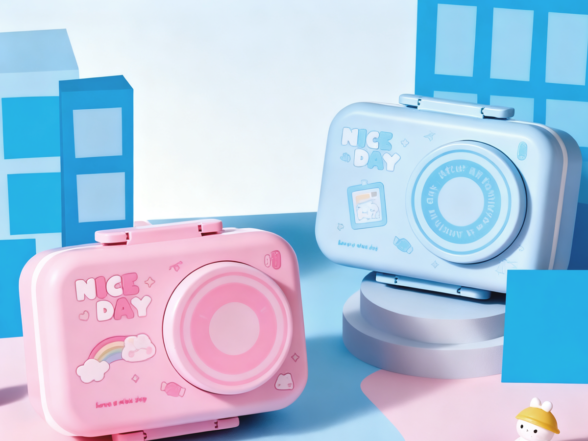 可爱卡通相机造型便当盒 高颜值分隔餐盒 学生便携保鲜饭盒带密封扣详情2