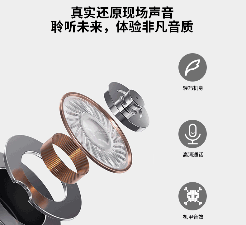 便捷式防丢跑步旋转变脸变声蓝牙耳机佩戴舒适入耳式降噪长续航GO6立体声详情4