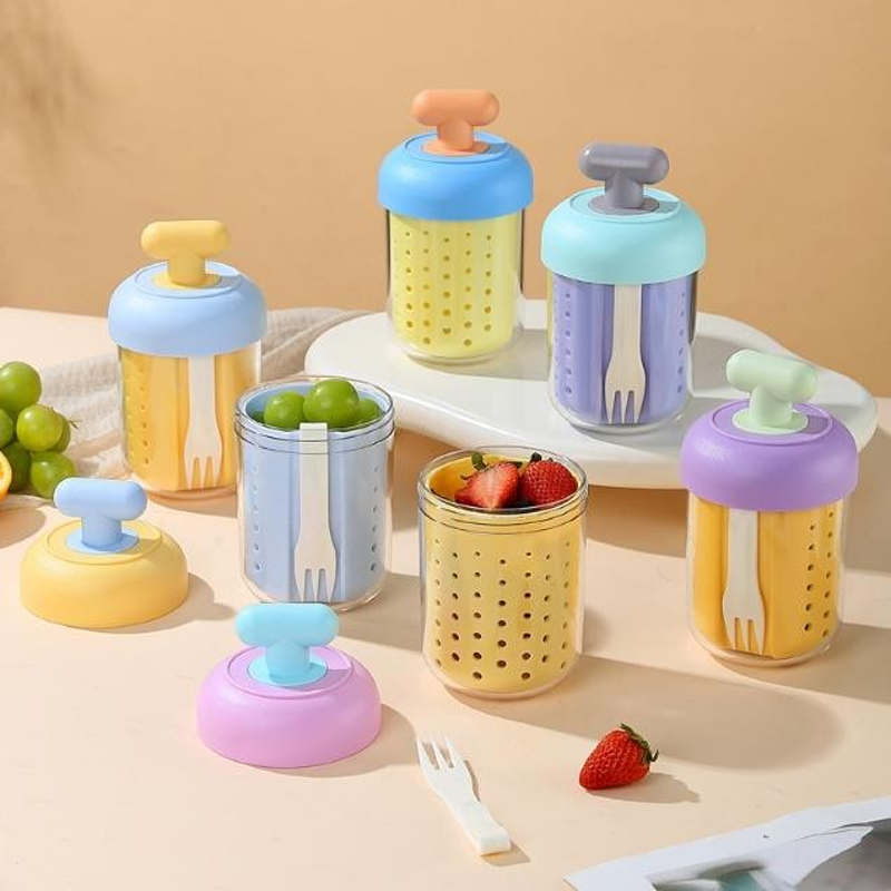 自带叉！便携沥水保鲜杯 密封防漏水果沙拉杯 外带早餐燕麦酸奶杯 高颜值食品级随身杯详情2