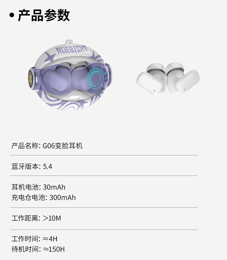 便捷式防丢跑步旋转变脸变声蓝牙耳机佩戴舒适入耳式降噪长续航GO6立体声详情11