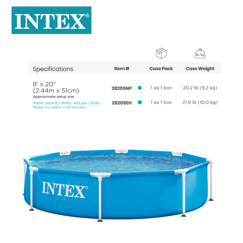 INTEX28205 Family swimming pool, 8-foot circular tube frame water pool, children's outdoor frame water play pool Application Scenario