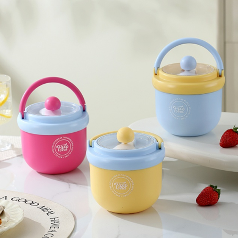 带提手保温汤杯 便携密封便当盒 食品级不锈钢保鲜盒 外带早餐粥杯小餐盒详情2