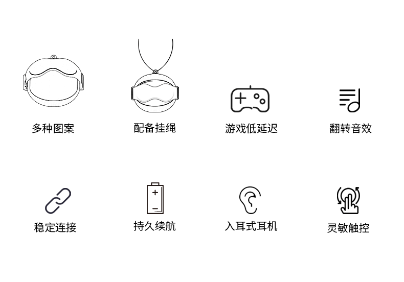 便捷式防丢跑步旋转变脸变声蓝牙耳机佩戴舒适入耳式降噪长续航GO6立体声详情2