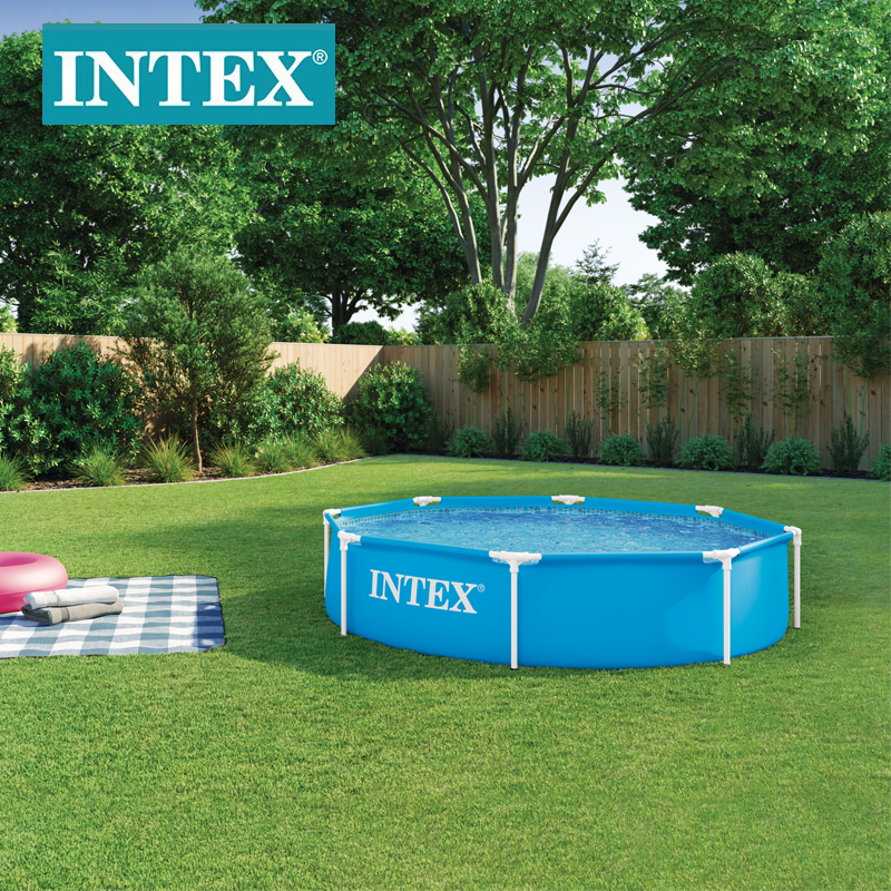 INTEX28205家庭游泳池8尺圆形管架水池儿童户外支架戏水水池